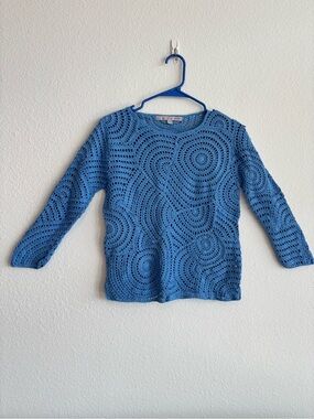 Sean Collection Bright Blue Crochet Crewneck Sweater